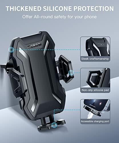 Закопчалка за телефон MOBOSI за кола, стойка за мобилен телефон с вентиляционным дупка, [Никога не пада и е удобно в дебели седалка] с регулируема скоба, съвместима с iPho