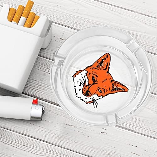 Илюстрация на Главата Лисици Кръгли Стъклени Пепелници Титуляр за Портсигара Скъпа Пепелник За Пушачи