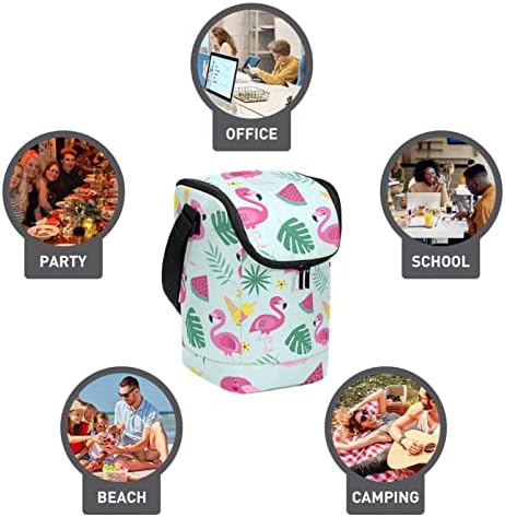 Чанта за обяд за Жени и Мъже, Утепленная Лятна Зелена Чанта-Тоут с Фламинго за Обяд с Регулируем пагон за Училище, на Работа, на Пикник, Къмпинг