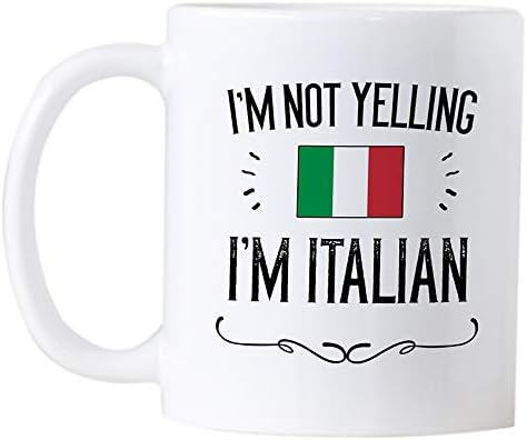 Чаши за кафе Casitika Смешни Italian Pride. Пътна чаша с италиански флаг с тегло 14 грама. Аз не крещя, че съм италианец. (14 унция неръждаема стомана)