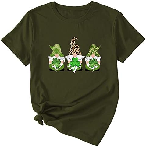Забавна Тениска в Деня на Св. Патрик за Жени, Зелени Тениски с образа на Централи с Къс Ръкав и Кръгло Деколте, Ежедневни Блузи, тениски с Джуджетата