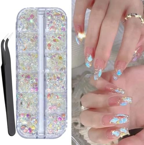 jodie 750 БР 3D Окачване за нокти Aurora Diamante за нокти Различни форми на Прозрачни Кристали AB Блестящи Цветни Скъпоценни Камъни Дизайн Цветни Диаманти, Артистична Декорация направи си САМ Бижута и Аксесоари за