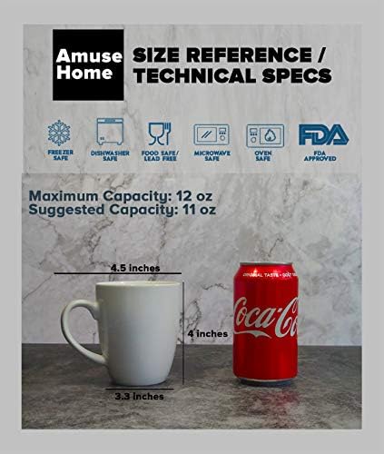 Amuse - Чаша професионален бариста Cozy Collection за кафе, чай или шоколад - Комплект от 6 чаши (Среден - 12 унции)