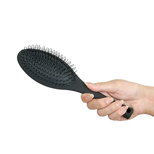 Четка The Hair Shop Black Loop Brush - Салонная професионална четка матово черен на цвят, с ергономичен дизайн - Сигурен инструмент за разнищване на човешки и синтетични наращенных коса и перуки Реми