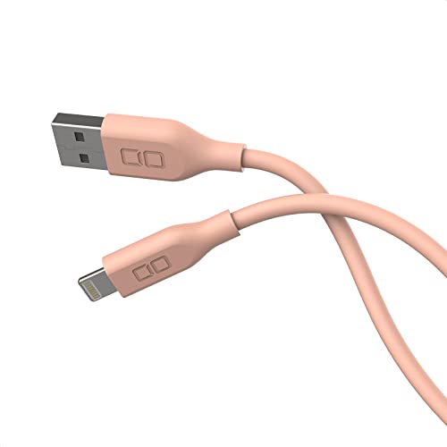 Мек силиконов кабел CIO за iPhone от USB A до Lightning, кабел за iPhone 13 13 Mini Pro 13 12 11 X XR XS Plus 8, кабел за бързо зареждане PD (сертифициран от Пфи), CIO-SL30000-AL (2 м, розов)