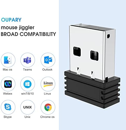OUPARY Mouse Jiggler за преносими КОМПЮТЪР, механизъм за движение на мишката, Незабележим Вибратор, Джигглер без инсталиране на софтуер за драйвери, Имитира движението на мишката на компютъра, не можах да спя, USB-Джигглер