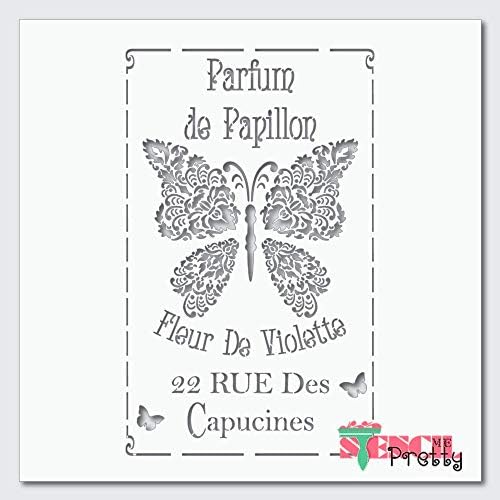 French Parfum De Papillon - Парфюми-пеперуди - Ретро Шаблони-Добрите Винил големи Шаблони за рисуване върху дърво, над платното, на стената и т.н.-S (11 x 18) | ултра тънък изложбен ма?