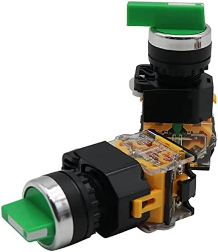 Дръжка избор на UNCASO 22 мм Завъртане на ключа С незабавно поемане 2NO 1NO1NC 2 и 3-Позиционен превключвател на захранване DPST 10A 400V ON/off (Цвят: зелен къса дръжка, размер: отменя