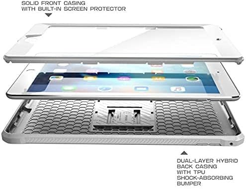 Калъф SUPCASE Unicorn Beetle серия Pro, предназначен за iPad 9.7 2018 / 2017, с вградено защитно фолио за екрана и двухслойным здрав защитен калъф по целия корпус за iPad 9.7 5-ти / 6-то поколение (бял)