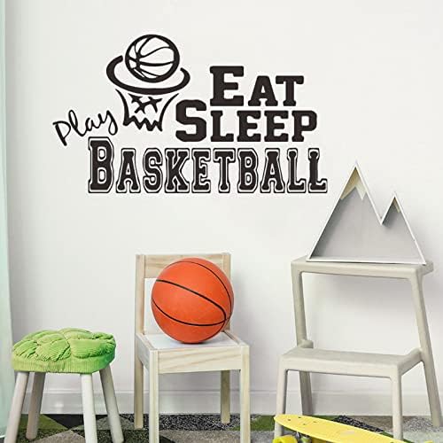 Стикери за стени, за да баскетболисти CIWEI - 5 листа Силует Slam Dunk, Подвижни Спортни Стикери за Стена, Стенни Художествена Стикер за Стая на Момчета, Детска Спалня за тийнейджъри, Хол, Игри стая, Стенен Декор