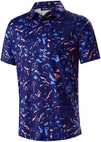 Мъжки ризи за голф Dry Fit Performance Print с Къс Ръкав, Абсорбиращи Влагата Ризи Топка за Голф