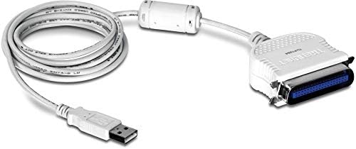 Кабел-преобразувател на TRENDnet USB към Паралелен 1284, ТУ-P1284, USB 1.1/2.0/3.0 Windows 10/8.1/8/7, Mac OS X 10,6-10,9, Дължина 2 м (6,6 фута), Свързвайте принтери с паралелен порт с USB порт, щепсела и д
