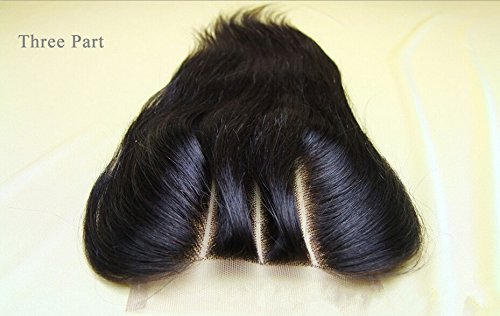 DaJun Hair 7A 3 Части 4x4 лейси закопчалката с Добри Филиппинскими Реми Човешки Коси 3 връзки, Плетене Косата Смесени Дължина 4 бр. лот Натурален Директен Естествен цвят (марка: DaJun)