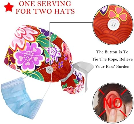 2 Опаковане на Работни шапки за еднократна употреба с Учебната Лента за жени, Индийски Мандала На Тъмен Фон, Чанта с Кон Опашка, Търкане-Шапки