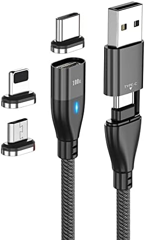 Кабел BoxWave, който е Съвместим с преносим монитор WIMAXIT M1161CT (12 инча) (кабел от BoxWave) - Кабел MagnetoSnap PD AllCharge мощност 100 W, кабел за зареждане Magnet PD мощност 100 W USB Type-C Micro USB - чер?
