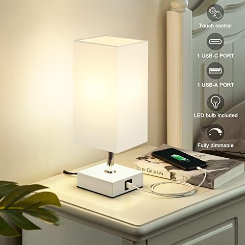 Настолна Лампа Ambimall със Сензорен контрол и порта за зареждане USB A + C, 3-Позиционен Сензорни Лампи в близост До Масата, Нощна Лампа за Спални, Всекидневна