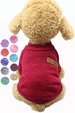Пуловер за кучета, Красива Дрехи за кучета, Мека Дрехи За Домашни любимци, Утепленная Руното риза, Топла Зима Трикотажный Пуловер за Малките домашни любимци (на разположение в 13 цвята) (XS - XXL Подходящ за 1,5 - £
