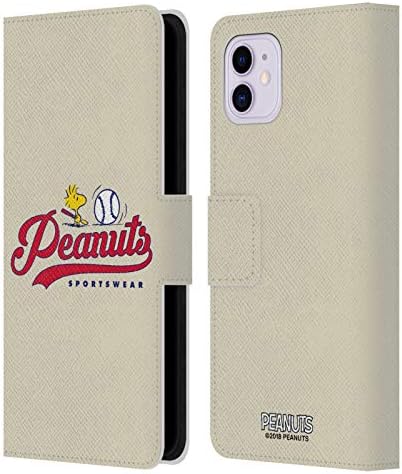 Дизайн на своята практика за главата Официално Лицензиран Peanuts Boston Grounds Crew Университет Спортен Кожен Калъф-Книжка-джобен формат, Съвместим с Apple iPhone 11