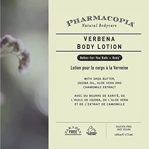 Pharmacopia Verbena Лосион за тяло – Хидратиращ Ароматерапевтични крем за тяло с Натурални и Органични съставки – Вегетариански, Без Насилие, Ароматен Овлажняващ Крем за т