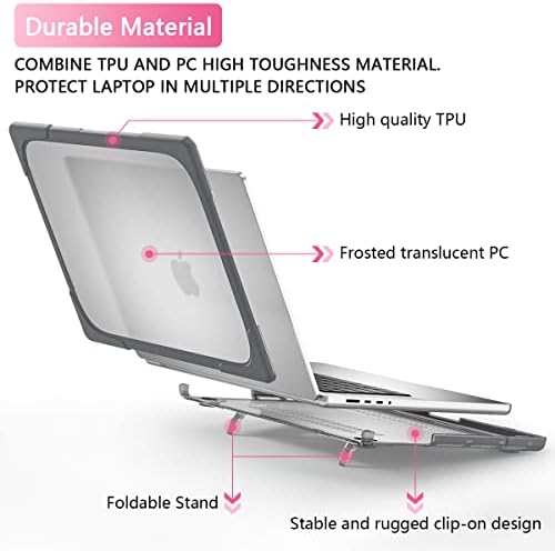 Адаптивни калъф Batianda за новия MacBook Pro 14 инча, модел A2779/A2442 (чип M2 M1 Pro / Max) освобождаването 2023-2021 години, сверхпрочный удароустойчив твърд корпус със сгъваема стойка и капак за клавиатура