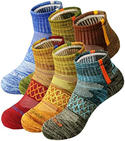 Мъжки спортни чорапи BIOAUM, Размер 10-13 - 6 Чифта Памучни Чорапи на една четвърт от инча с Подплата за Бягане, тренировки, Работа