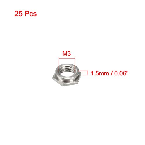uxcell M3 x Шестостенни Корона със стъпка 0,5 mm Въглеродна стомана с Глух отвор, Самозатягивающиеся Стопорные ядки FS-M3-1, опаковка до 25 парчета