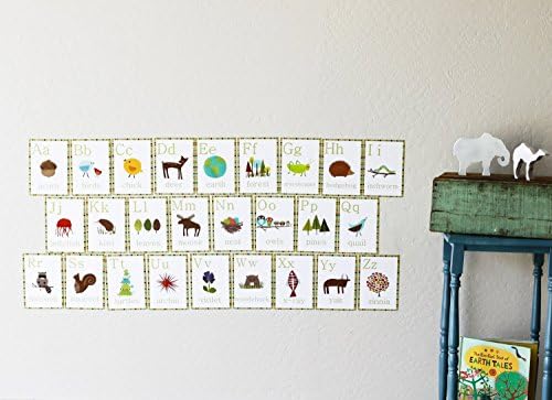 Еко-Фигура за детска стая - Комплект от 26 Стенни Картички с Азбука, Декор за децата, Рисунки за детска стая, Дизайн за деца, Стенни Картички с Азбука