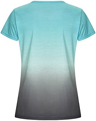 Модни Градиент Тениска за Жени, Летни Върховете на Размера на Плюс с Къс Ръкав, Ежедневна Блуза с Кръгло деколте, Свободни Леки Спортни Върхове
