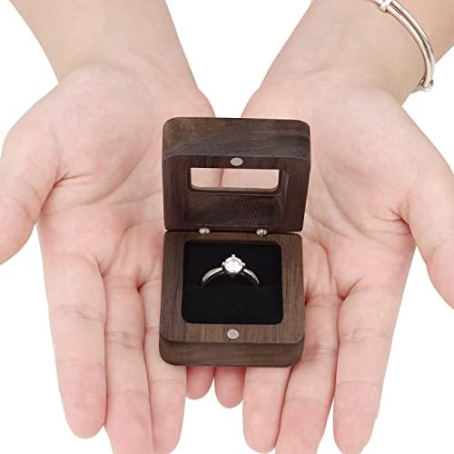 Дизайнерска Дървена Кутия за пръстени за Предложения за брак, Годеж, Сватба, Церемония (Видим тип А)