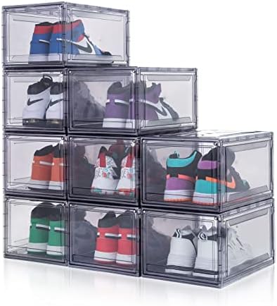 SIMPLGIRL Акрилни Кутии За обувки Прозрачна Пластмасова Штабелируемый Органайзер за обувки за кабинет, 1 Опаковка, Компактни Кутии За обувки, Прозрачни Сгъваеми Акрилни Кутии За обувки, Штабелируемые, Отговарят до размера