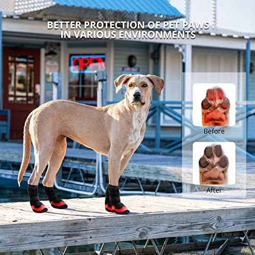 Мини зимни обувки за кучета, водоустойчив обувки за кучета малки, Средни и Големи кучета с отразяващи джапанки, обувки за кучета за разходки.4шт Меки Дишащи Протектори за Ръцете за Кучета Нощно използване на Открито