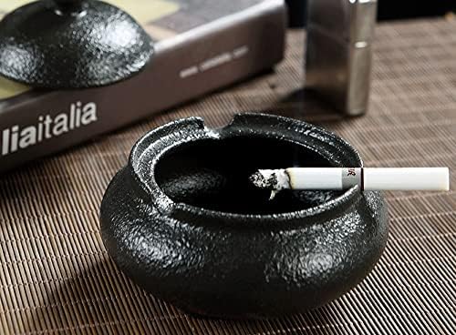 Битови Креативни Аксесоари За Чайна церемония Керамичен Пепелник Проста Модни Голяма От Капака на Пепелника За Спални Хол Подарочное Декорация на Кутия за Съхранение (Цвят: черен)