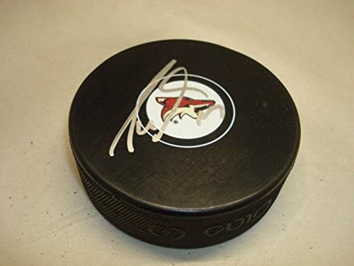 Радим Врбата подписа хокей шайба Аризона Койотс с автограф 1А - за Миене на НХЛ с автограф