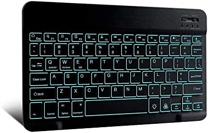 Клавиатурата на BoxWave, съвместима с детски таблета UJoyFeel Android Kids KIDS706 (7 инча) - Клавиатура SlimKeys Bluetooth - с подсветка, преносима клавиатура с удобен осветен отзад - Черно jet