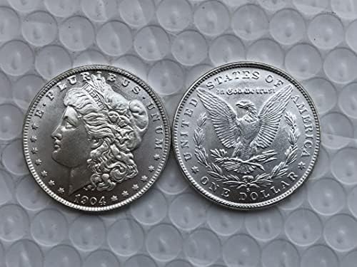 Версия на американската монети Морган 1904 г. Сребърен долар Месинг със сребърно покритие Антикварни Чуждестранни Възпоменателни монети, Ръчно изработени