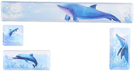 Sanpyl Универсални Капачки за ключове, Пятисторонние Боядисани Капачки за клавиши с Изображение на Делфин от ПБТ със Собствените си Ръце, Набор от Капачки за механична клавиатура (Dolphin)