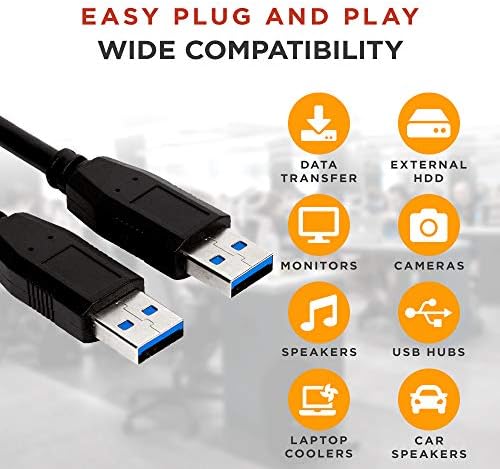 Точка на купувача SuperSpeed USB 3.0 (USB кабел-USB мъжки към мъж) Тип A /Тип A Кабел Кабел за пренос на данни на Корпуса на твърди дискове, Принтери, Модеми, фотоапарати, флаш паме