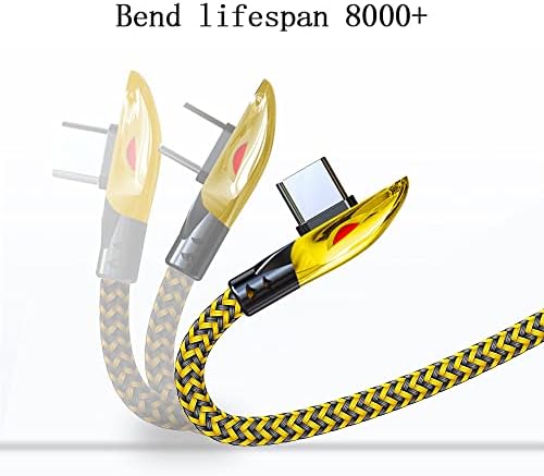 muyoudun 90-градусов USB кабел Type C 6 фута + 4 фута 【2 опаковки 66 W】 Гейм Дизайн Правоъгълен USB-C-кабел L-образна форма от USB преди Type C-коляното, кабел за бързо зареждане и пренос на данни, Съвместим с повечето