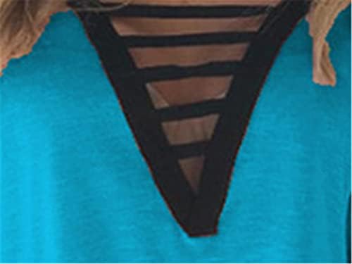 Женска тениска Andongnywell с V-образно деколте и къс ръкав, Многоцветен Летен топ Оверсайз, Лятна Риза, Блуза
