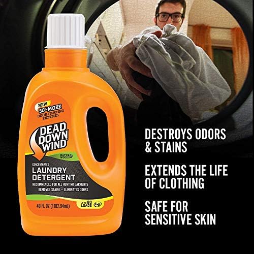 Dead Down Wind Изключително Средство за пране от дърво + Комплект Сушилни листа | Идеалното Средство за Премахване на миризма Ловна екипировка и дрехи | Безопасно за Чувст