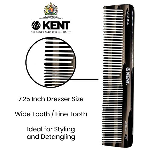 Гребен за тоалетна масичка Kent 16TG с две зъби, графитовая гребен за коса, брада и мустаци с фини зъби, гребен за груб стайлинг на коса за мъже, жени и деца. Произведено в Англия
