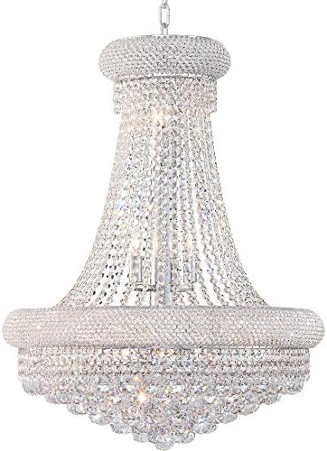 Елегантно осветление 1800D24C/RC Primo Collection 14-Светлини, Висящи от Кристали на Кралското Кройка с хромирани елементи