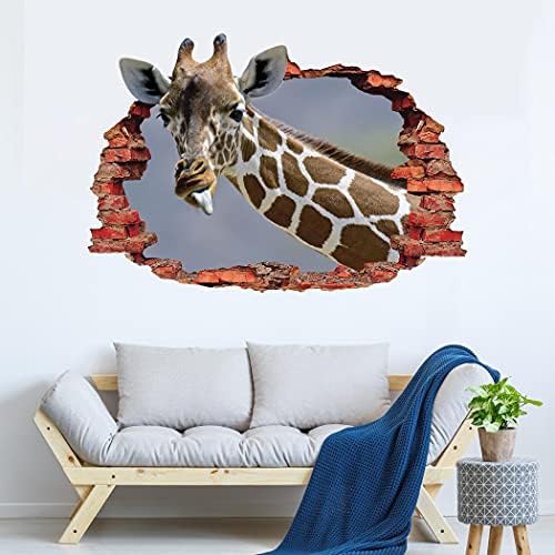 Стикер за стена с изображение на бозайници Жираф - System Wall Art 3D Принт За дома - декорация за детска стая с животни - Плакат с жирафа Стикер за декора на стените спални JO1012 (60 х 38 см)