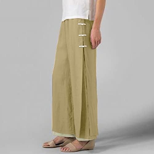 MIASHUI Дамски Ежедневни Панталони Големи Размери Дамски спортни Панталони-Капри с Катарама Памучни Ленени Скъсяване на Панталони Големи Размери за Жените