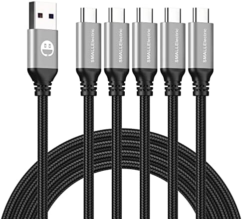 Малък електрически Къс кабел USB Type-C, 5 опаковки от 12 инча, бързо зареждане, 3A, Бързо Зарядно устройство, бърз Кабел, Сплетен кабел Type C към A, за Galaxy S10 20 9 8 Plus a10e, Note 10 9 8, LG