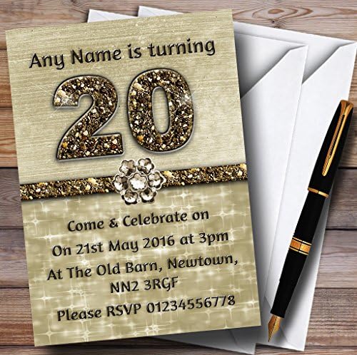 Пощенска картичка Zoo Titanium Gold Блестящи 20Th Персонални Покани На Парти по случай рождения Ден