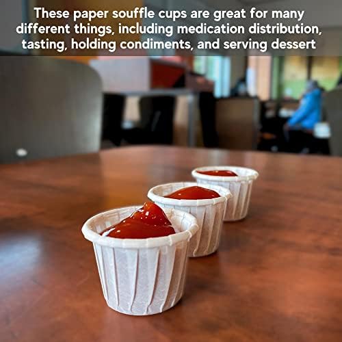 За еднократна употреба хартиени чашки за суфле Vakly 3/4 унция [Опаковки от 250 броя] – (0,75 грама) Малки чашки за раздаване на лекарства, хапчета, вкус, подправки, подаване на ястия и десерти