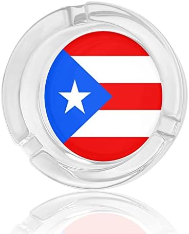 Флаг Пуерто Рико Кръгли Стъклени Пепелници Титуляр за Портсигара Сладък Пепелник За Пушачи