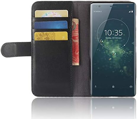 за OnePlus 7T Pro от естествена овча кожа, защитни отделения за карти, една чанта-портфейл, флип-надолу капак (черен)