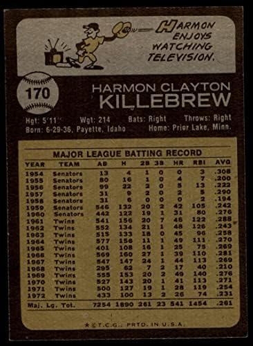 1973 Topps # 170 Хармън Киллебрю Миннесотские близнаци (Бейзболна картичка) EX Близнаци
